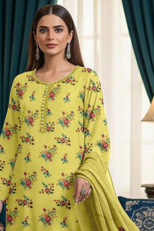 MAZAAJ – Printed Lawn with Daman Embroidery - D-11