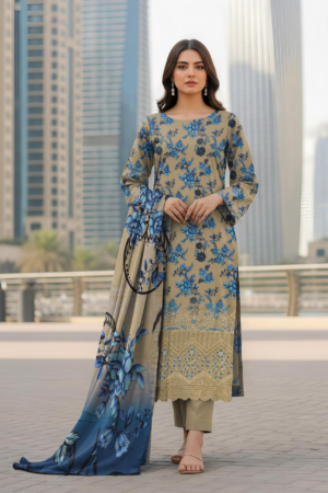 Zahra – Printed Lawn with Embroidered Daman | D-08
