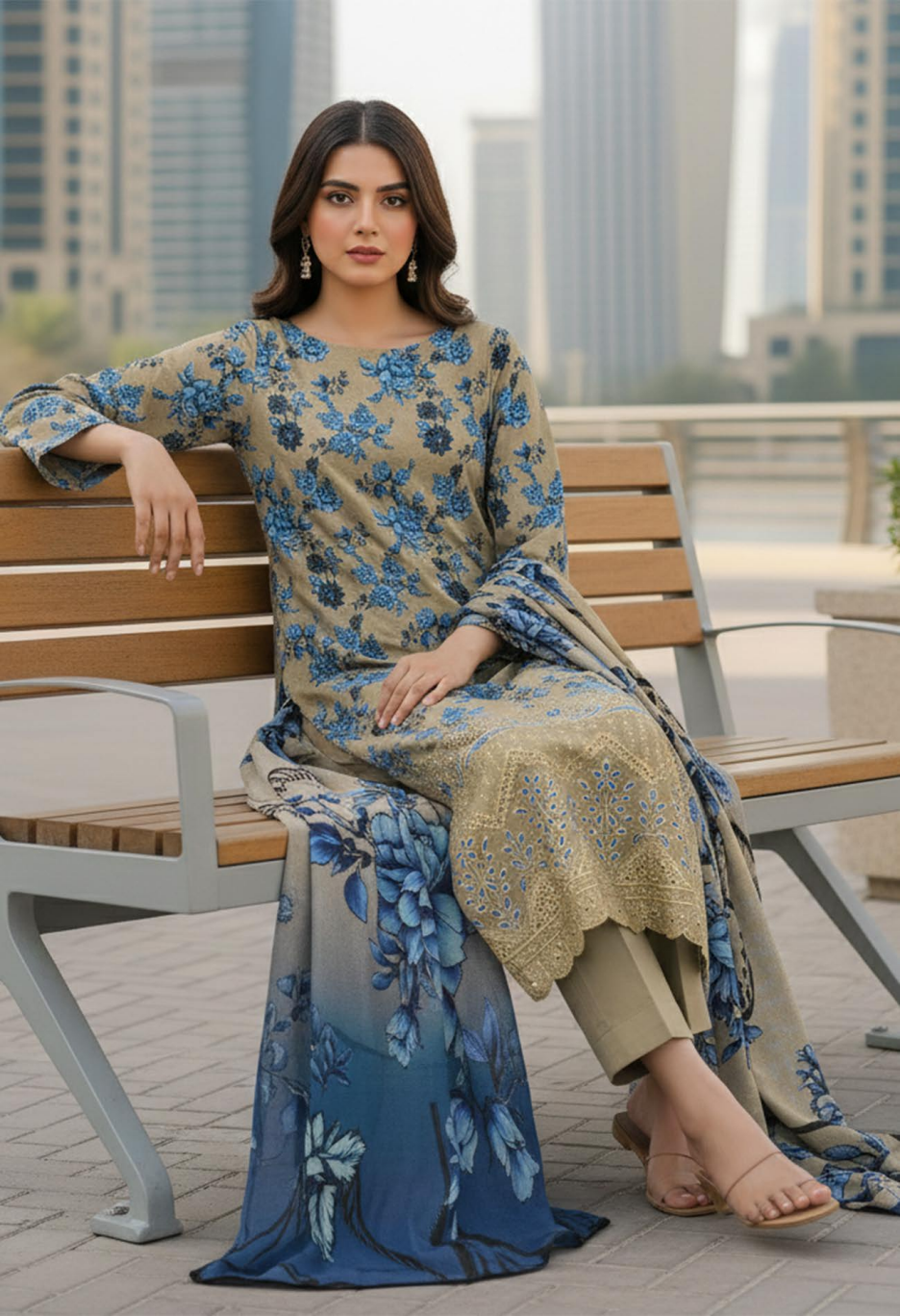 Zahra – Printed Lawn with Embroidered Daman | D-08 - Image 2