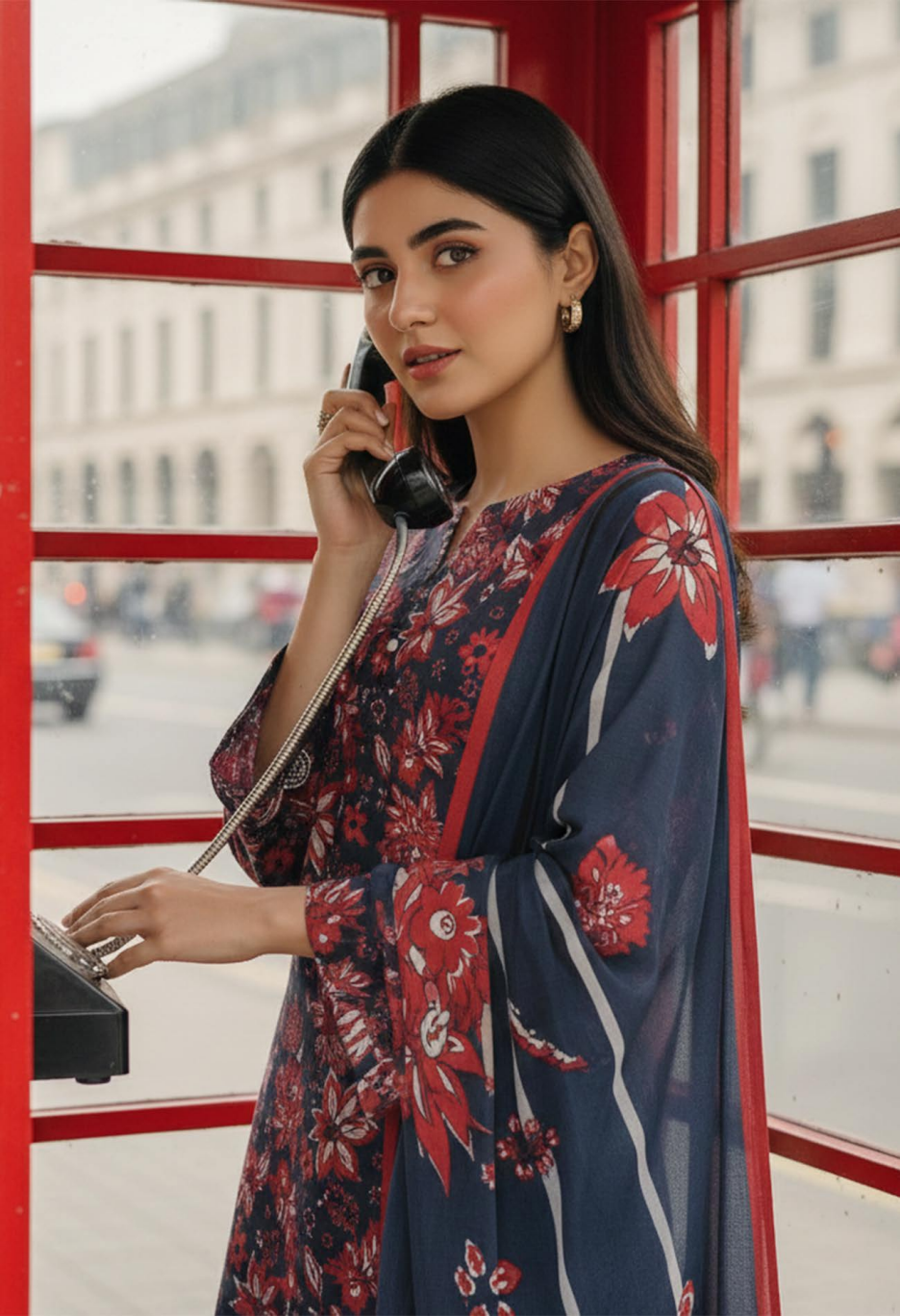 Zahra – Printed Lawn with Embroidered Daman | D-07 - Image 2