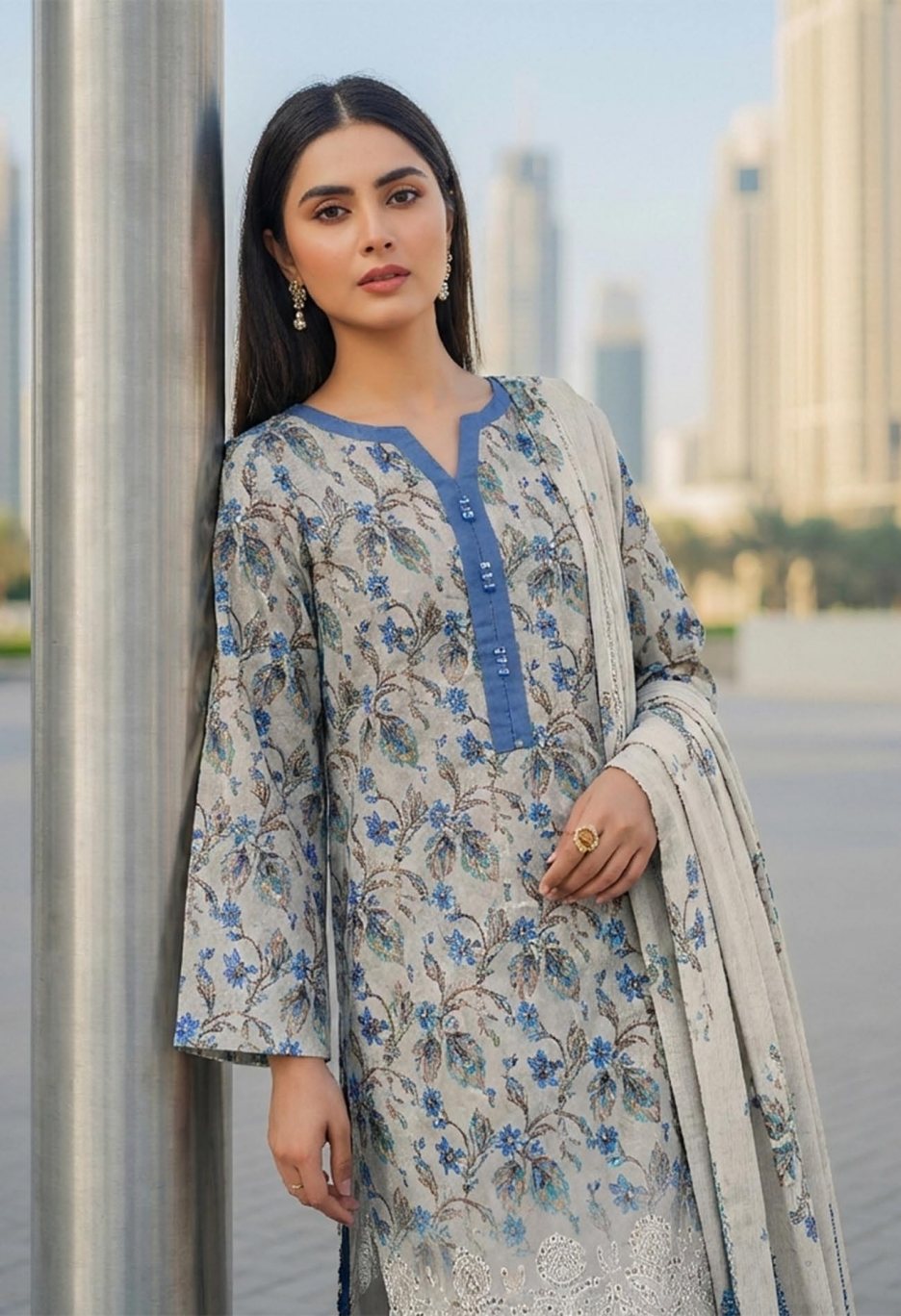 Zahra – Printed Lawn with Embroidered Daman | D-06 - Image 2