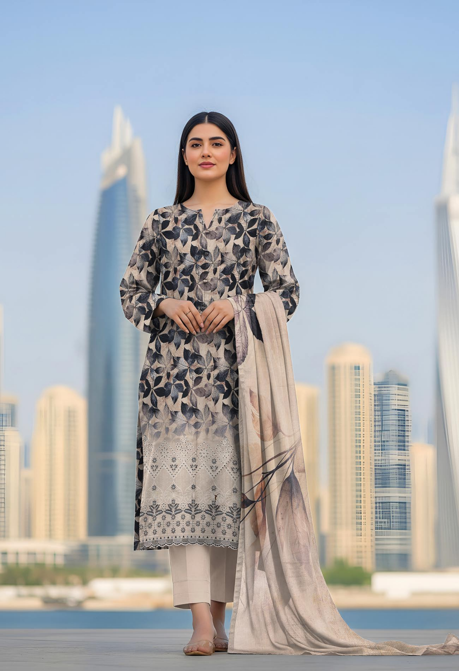 Zahra – Printed Lawn with Embroidered Daman | D-04