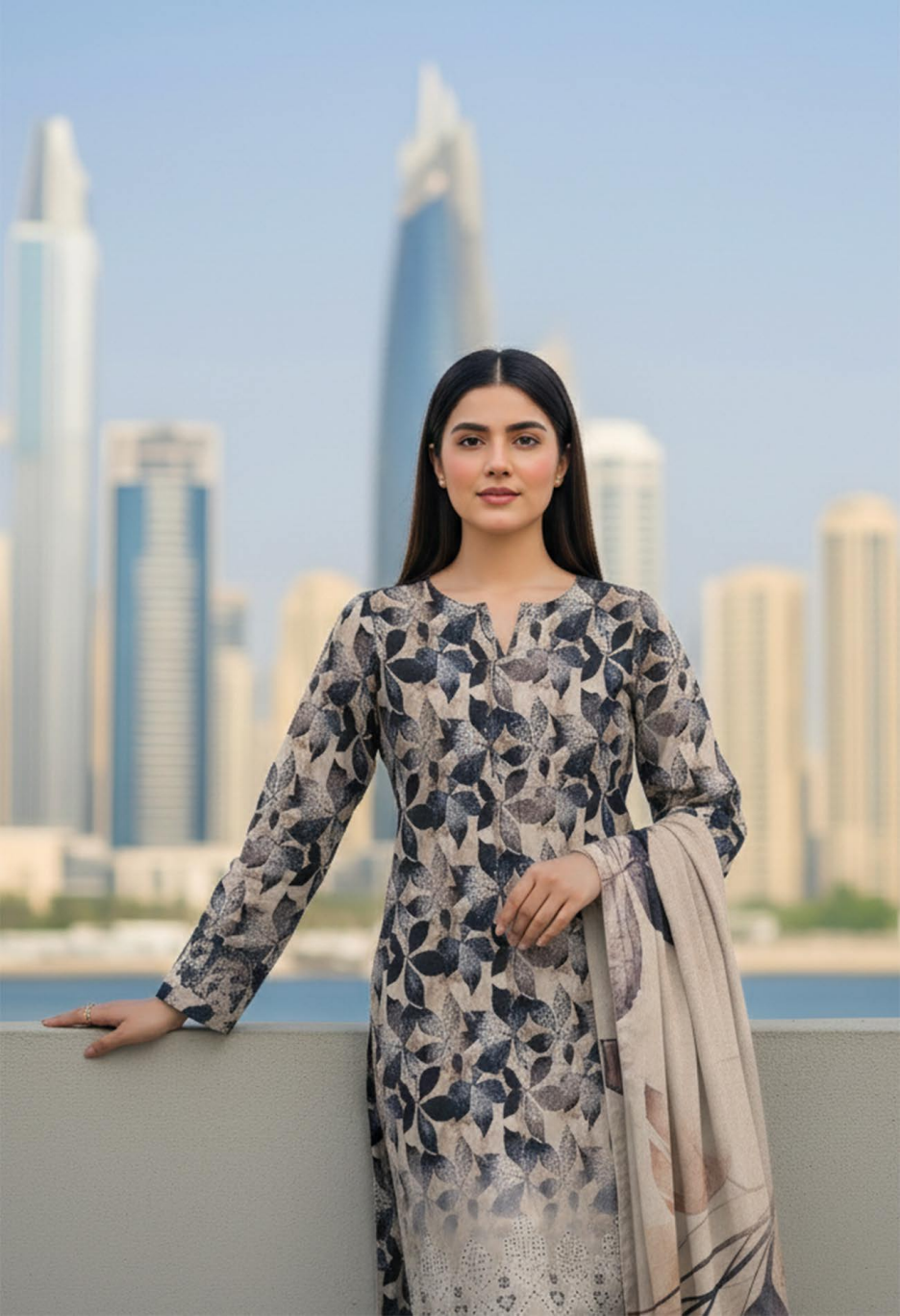 Zahra – Printed Lawn with Embroidered Daman | D-04 - Image 2