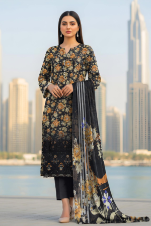 Zahra – Printed Lawn with Embroidered Daman | D-03