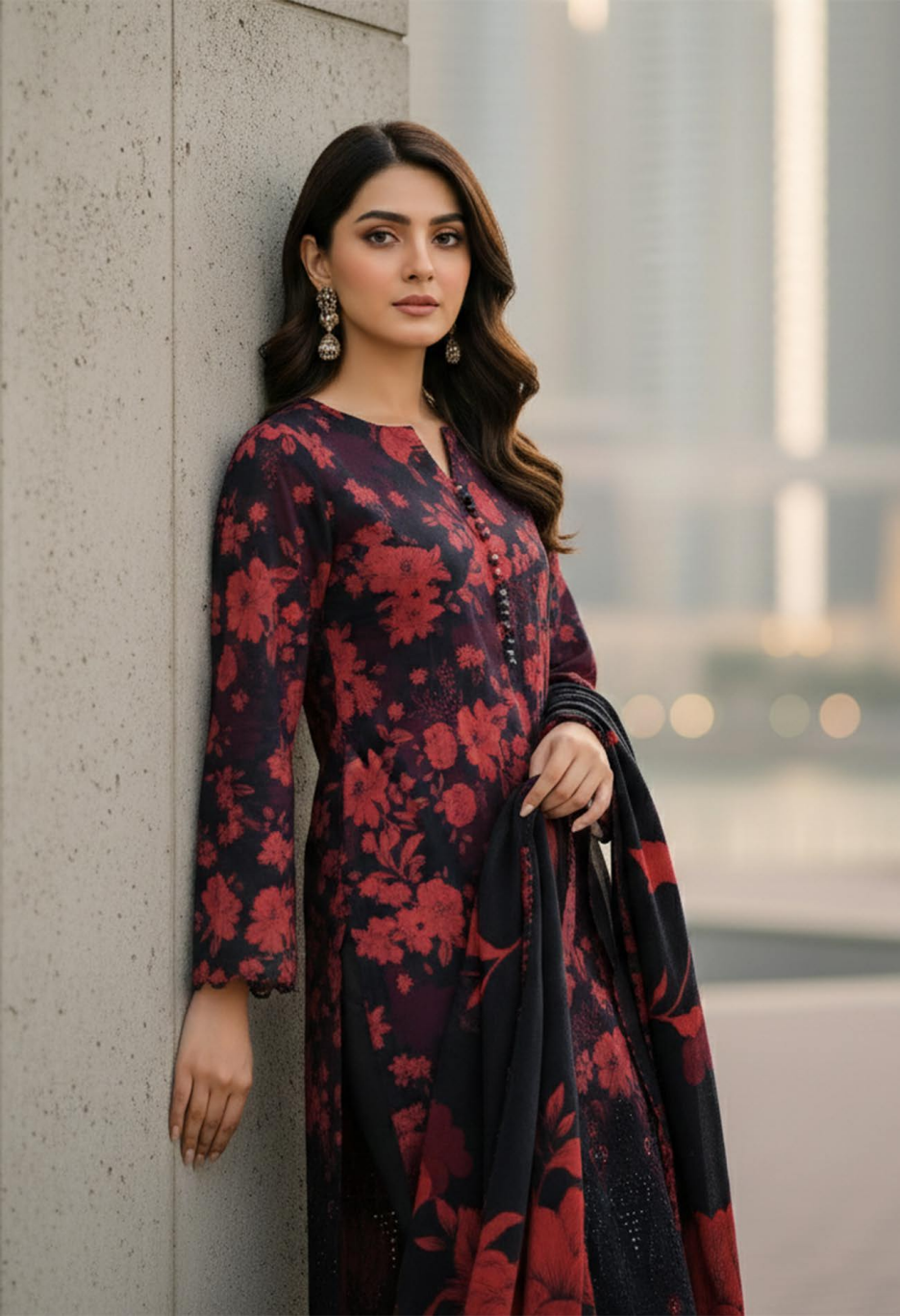 Zahra – Printed Lawn with Embroidered Daman | D-01 - Image 2